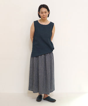 Koti series | Skirt, Linen & silk, Dark Blue & White stripe, 6900lDBst