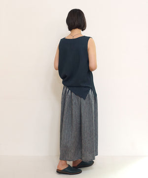 Koti series | Skirt, Linen & silk, Dark Blue & White stripe, 6900lDBst