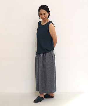 Koti series | Skirt, Linen & silk, Dark Blue & White stripe, 6900lDBst