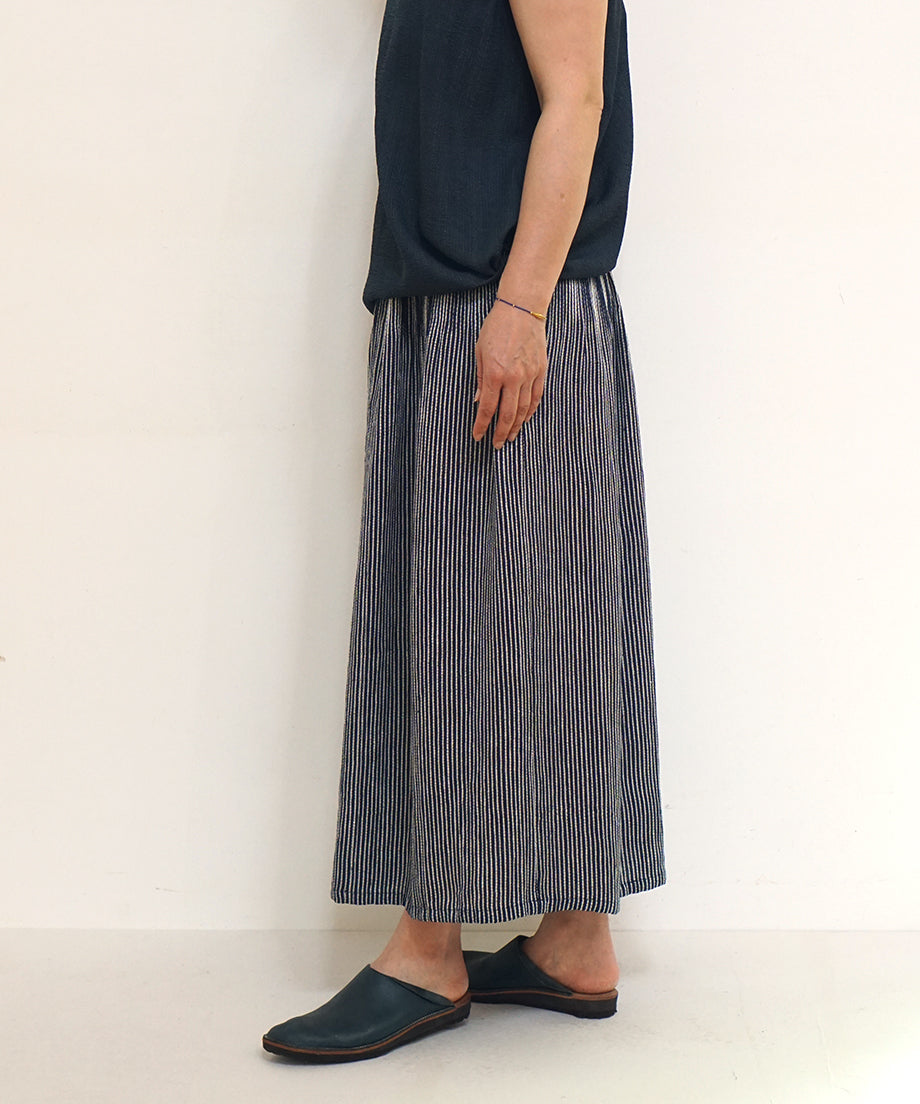 Koti series | Skirt, Linen & silk, Dark Blue & White stripe, 6900lDBst