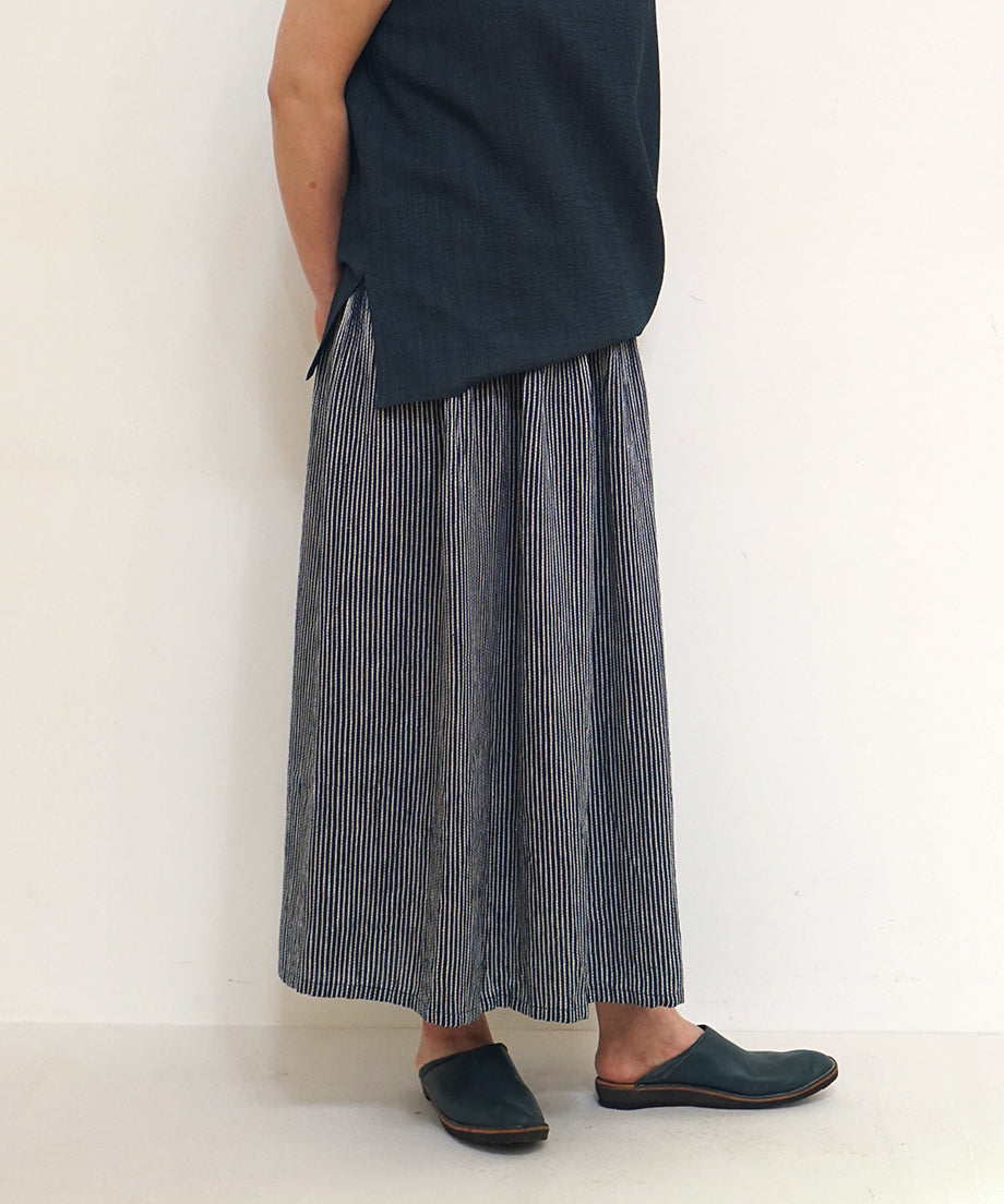 Koti series | Skirt, Linen & silk, Dark Blue & White stripe, 6900lDBst