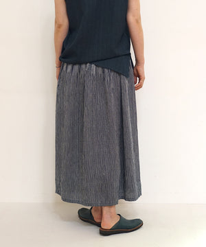 Koti series | Skirt, Linen & silk, Dark Blue & White stripe, 6900lDBst