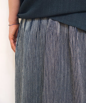 Koti series | Skirt, Linen & silk, Dark Blue & White stripe, 6900lDBst