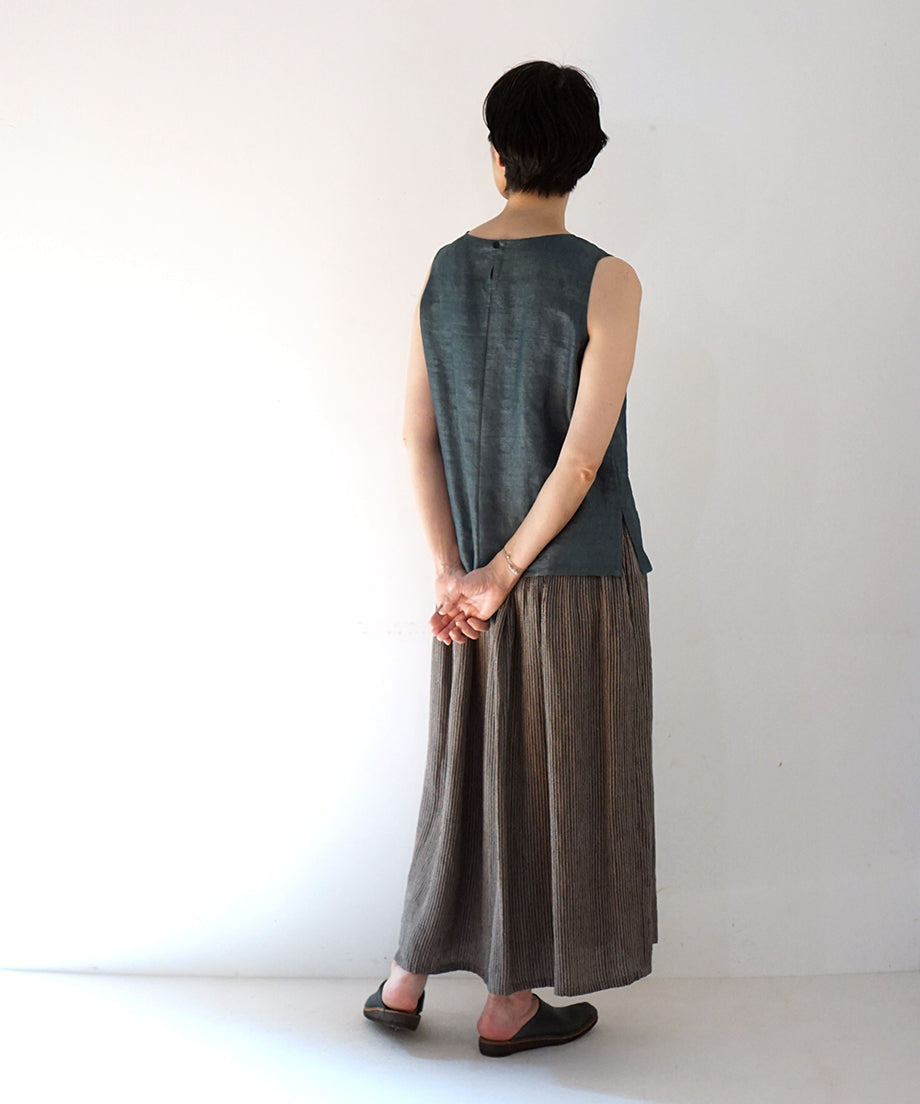 Koti series | Skirt, Linen & silk, Grey & Black stripe, 6900lGst