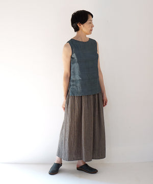 Koti series | Skirt, Linen & silk, Grey & Black stripe, 6900lGst