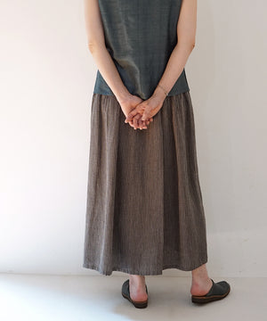 Koti series | Skirt, Linen & silk, Grey & Black stripe, 6900lGst