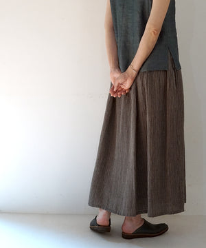 Koti series | Skirt, Linen & silk, Grey & Black stripe, 6900lGst