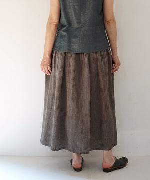 Koti series | Skirt, Linen & silk, Grey & Black stripe, 6900lGst