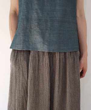 Koti series | Skirt, Linen & silk, Grey & Black stripe, 6900lGst