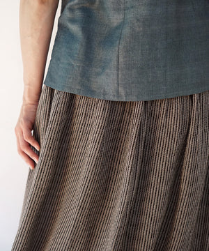 Koti series | Skirt, Linen & silk, Grey & Black stripe, 6900lGst