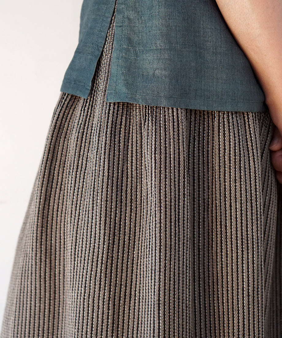 Koti series | Skirt, Linen & silk, Grey & Black stripe, 6900lGst