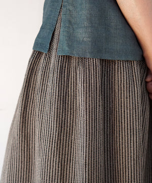 Koti series | Skirt, Linen & silk, Grey & Black stripe, 6900lGst