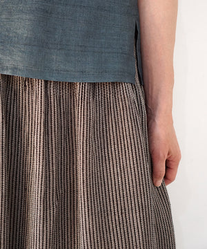 Koti series | Skirt, Linen & silk, Grey & Black stripe, 6900lGst