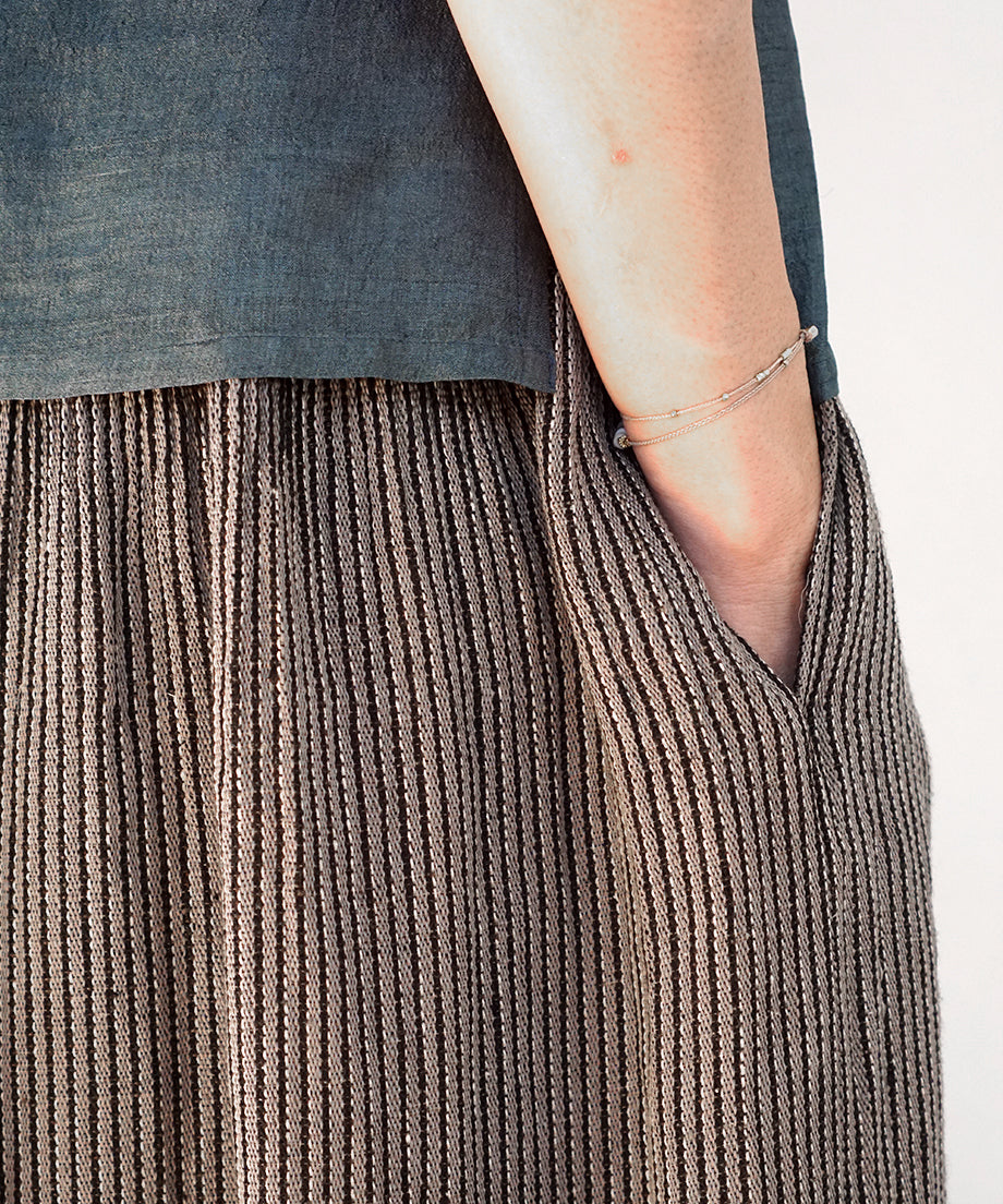 Koti series | Skirt, Linen & silk, Grey & Black stripe, 6900lGst