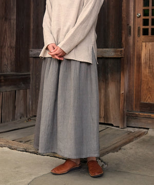 Koti series | Two-tone skirt, Linen & silk, Gray & Dark gray, 6900lGt