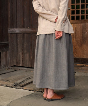Koti series | Two-tone skirt, Linen & silk, Gray & Dark gray, 6900lGt