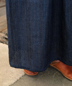 Koti series | Skirt, Linen & silk, Blue & Black mix stripe, 6900lI