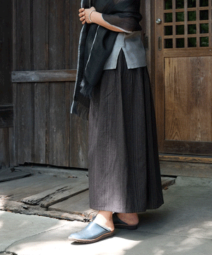 Koti series | Skirt, Wool & silk, Black stripe, 6902wB