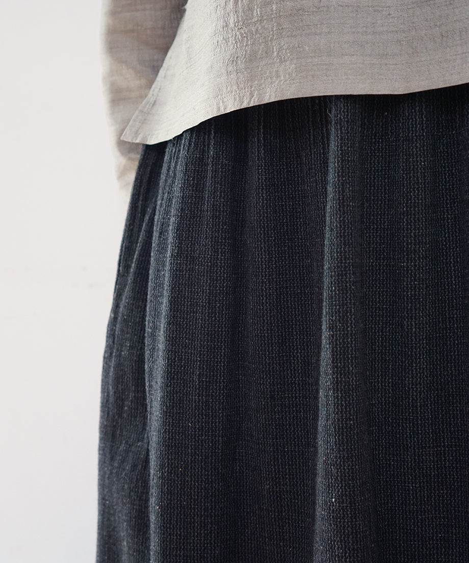 Koti series | Skirt, Wool & silk, Black & Grey stripe, 6902wB