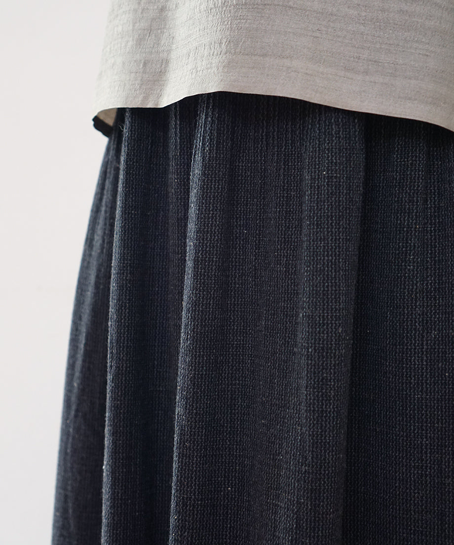 Koti series | Skirt, Wool & silk, Black & Grey stripe, 6902wB