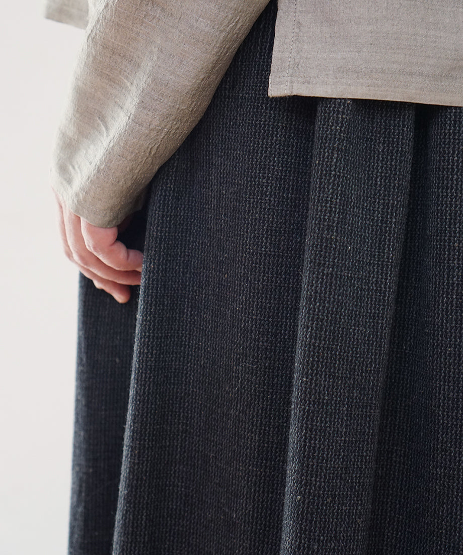 Koti series | Skirt, Wool & silk, Black & Grey stripe, 6902wB