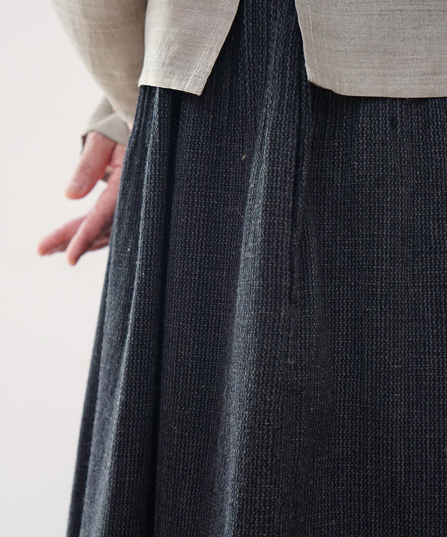 Koti series | Skirt, Wool & silk, Black & Grey stripe, 6902wB