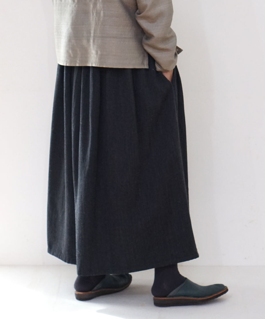 Koti series | Skirt, Wool & silk, Black & Grey stripe, 6902wB