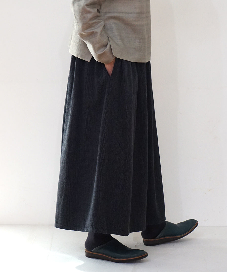 Koti series | Skirt, Wool & silk, Black & Grey stripe, 6902wB