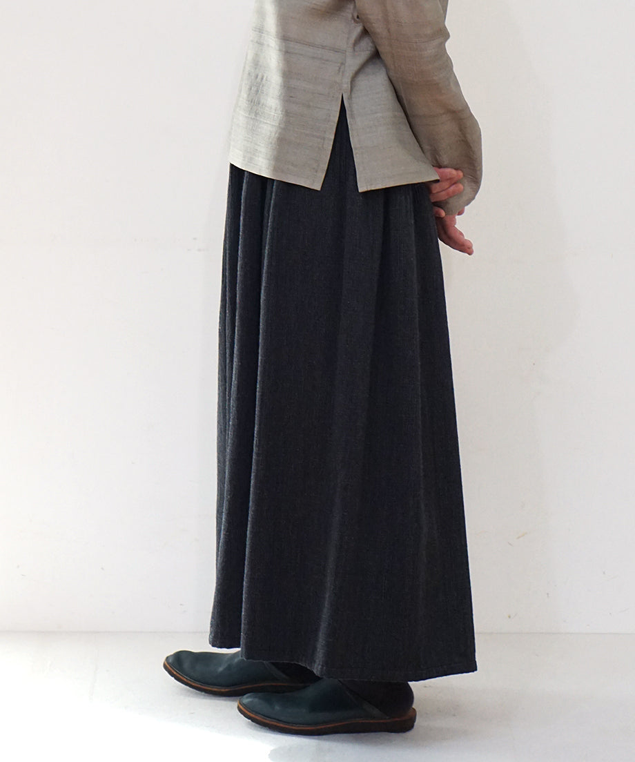 Koti series | Skirt, Wool & silk, Black & Grey stripe, 6902wB