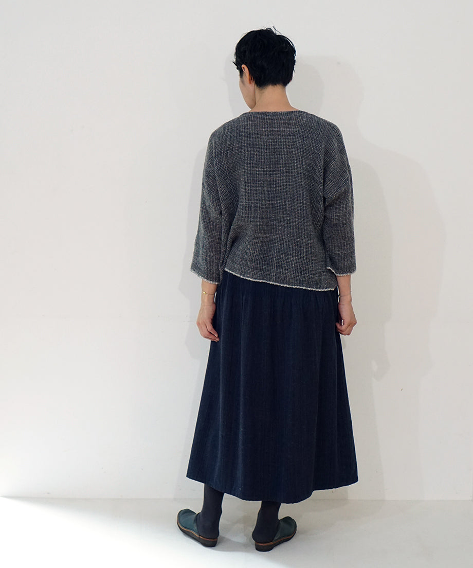 Koti series | Skirt, Wool & silk, Navy blue, 6902wBl