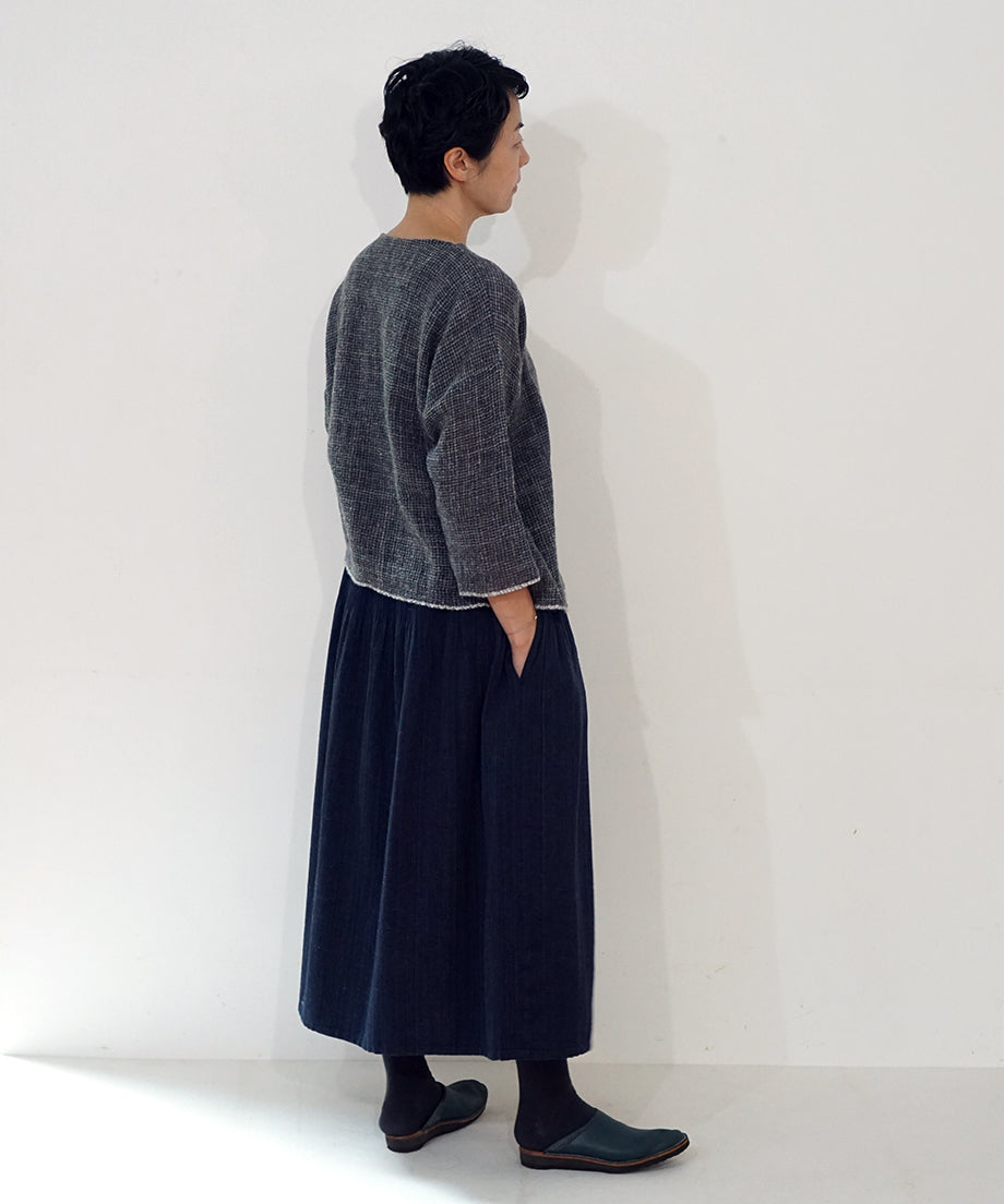 Koti series | Skirt, Wool & silk, Navy blue, 6902wBl