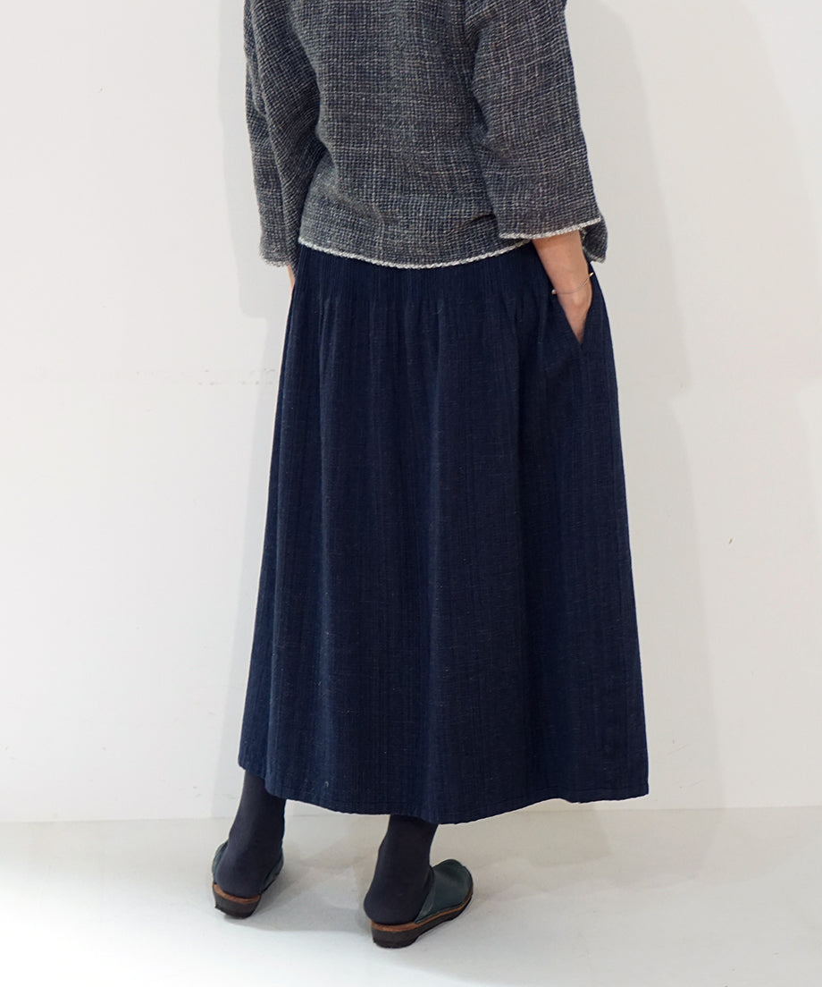 Koti series | Skirt, Wool & silk, Navy blue, 6902wBl