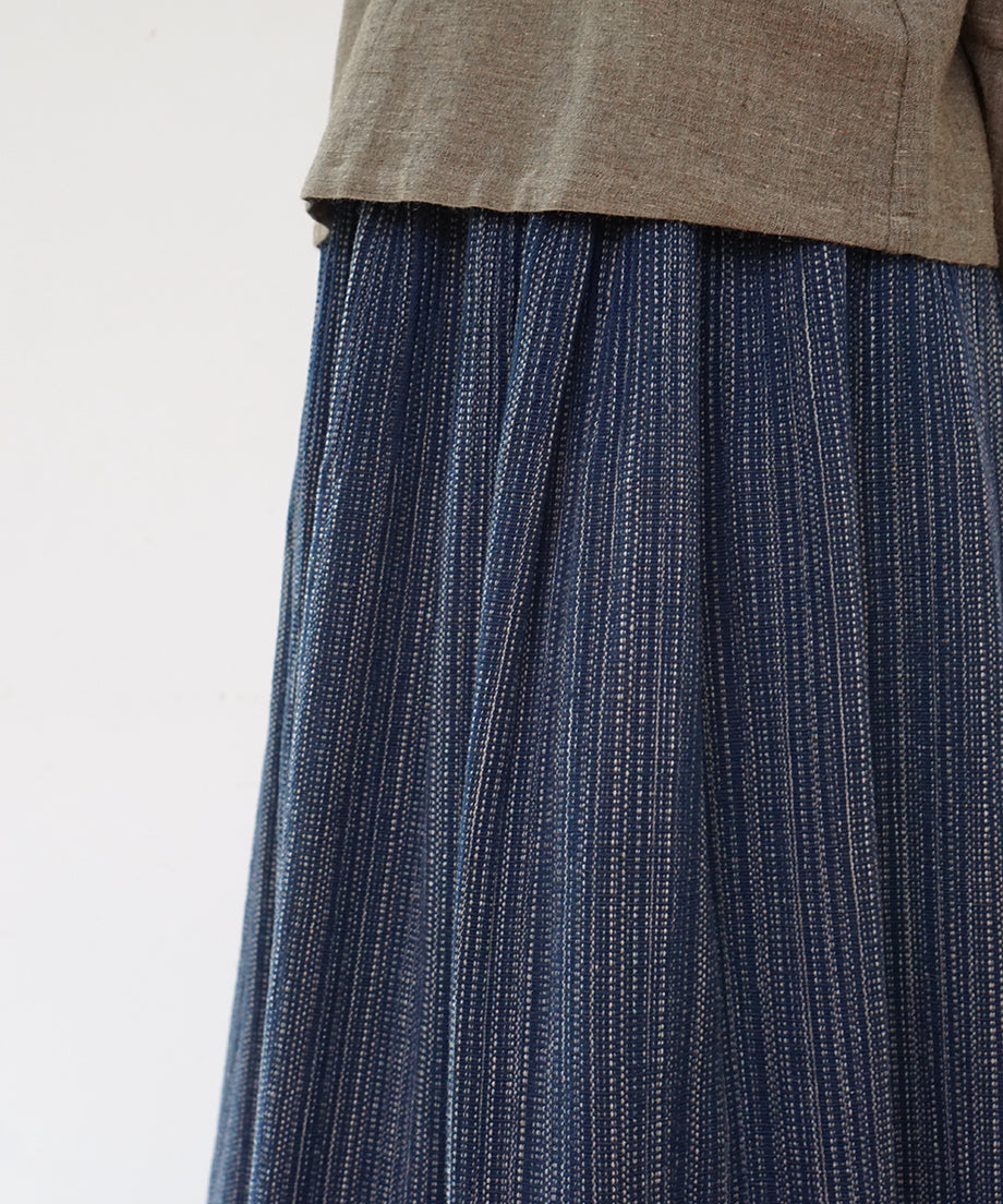 Koti series | Skirt, Wool & silk, Blue & Grey mix stripe, 6902wBl
