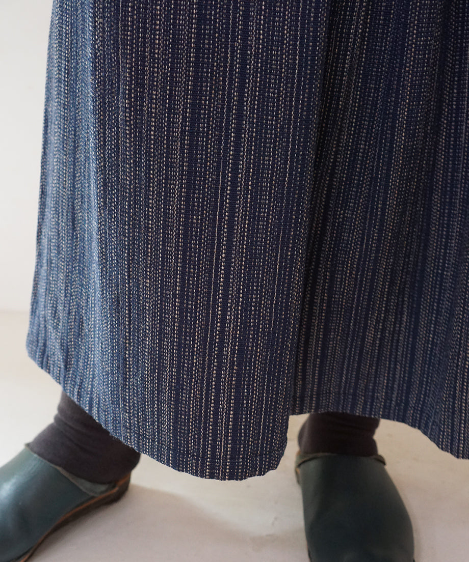 Koti series | Skirt, Wool & silk, Blue & Grey mix stripe, 6902wBl