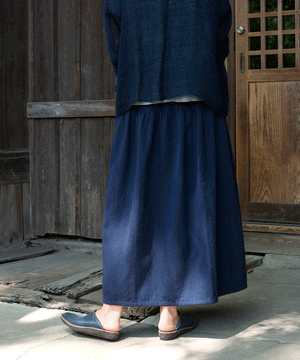 Koti series | Skirt, Wool & silk, Blue & black stripe, 6902wGBl