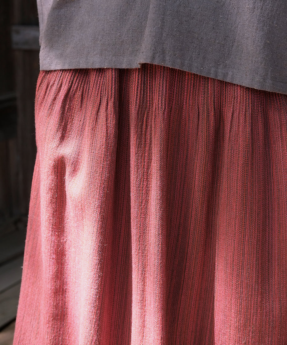Koti series | Skirt, Wool & silk, Red & Charcoal mix stripe, 6902wR