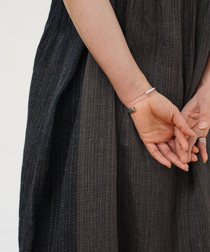 Koti series | Two-tone One piece, Linen & silk, Charcoal & Black, 6974lCBt