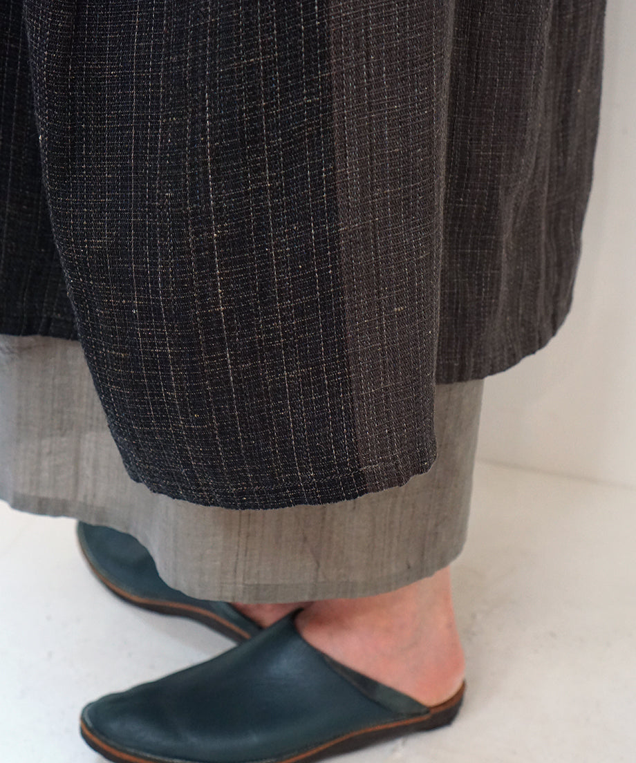 Koti series | Two-tone One piece, Linen & silk, Charcoal & Black, 6974lCBt