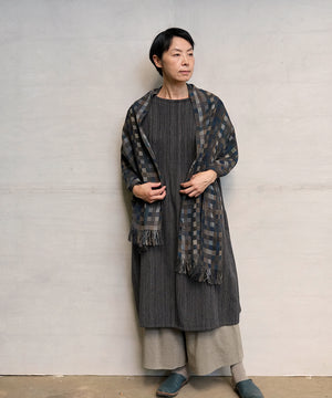 Koti series | One piece, Wool & silk, Black & Grey mix stripe, 6974wB