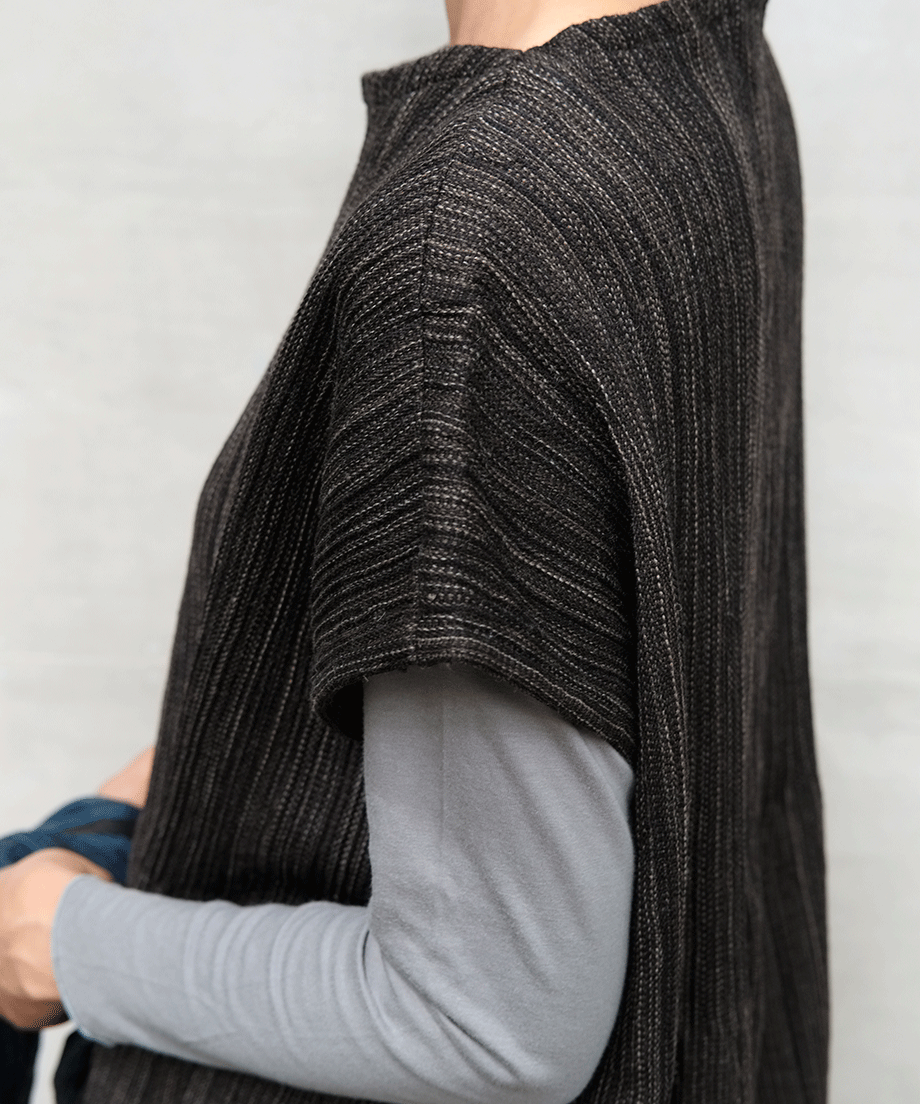 Koti series | One piece, Wool & silk, Black stripe, 6974wB