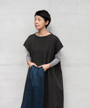 Koti series | One piece, Wool & silk, Black stripe, 6974wB
