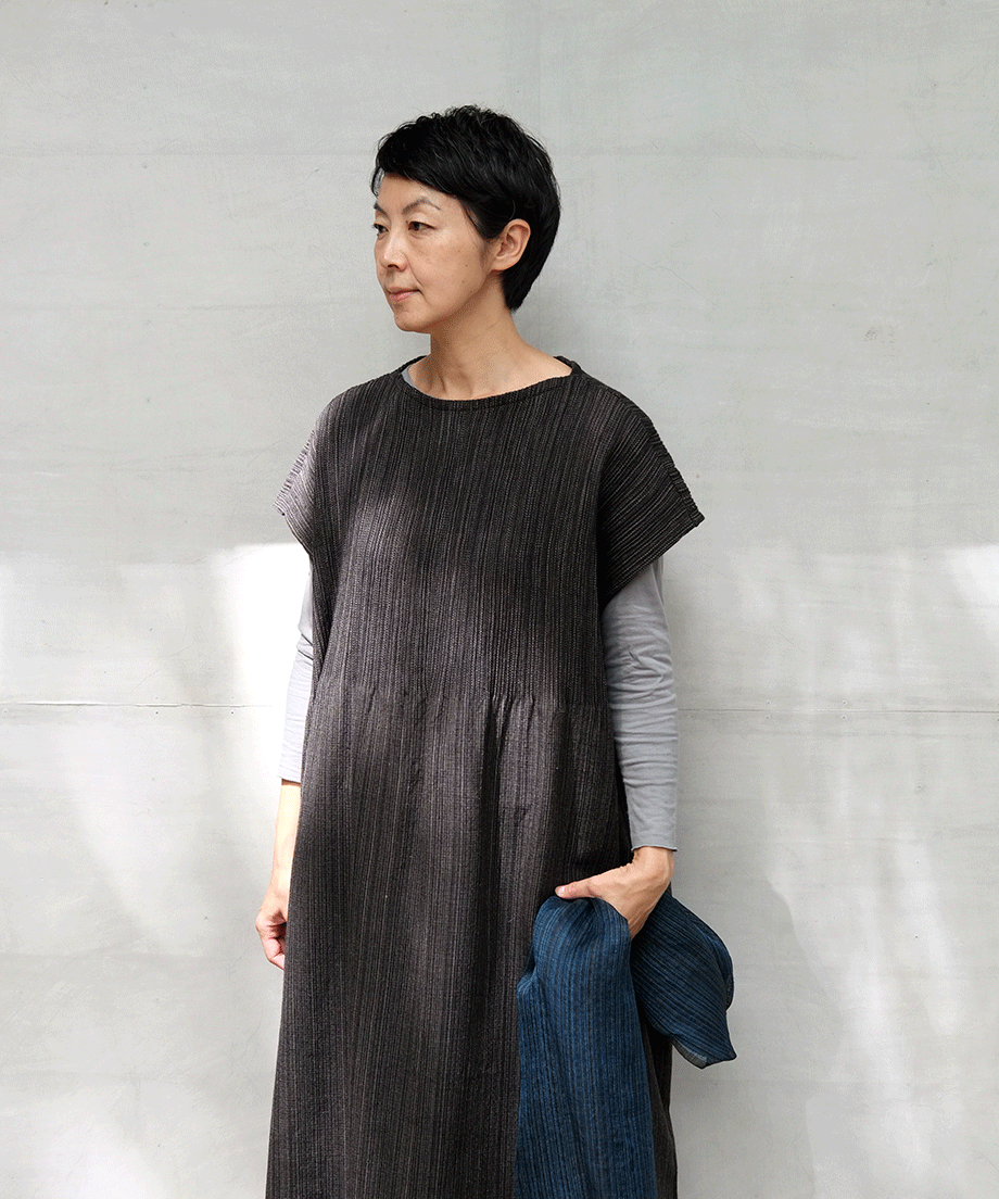 Koti series | One piece, Wool & silk, Black stripe, 6974wB