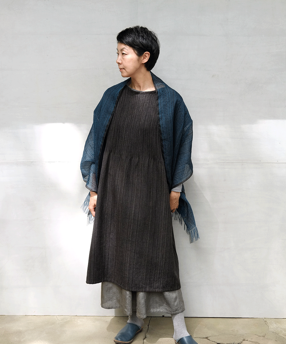 Koti series | One piece, Wool & silk, Black stripe, 6974wB