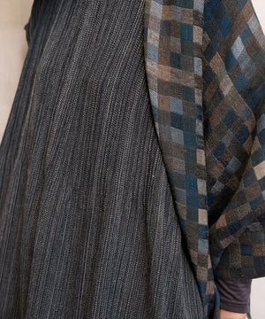 Koti series | One piece, Wool & silk, Black & Grey mix stripe, 6974wB