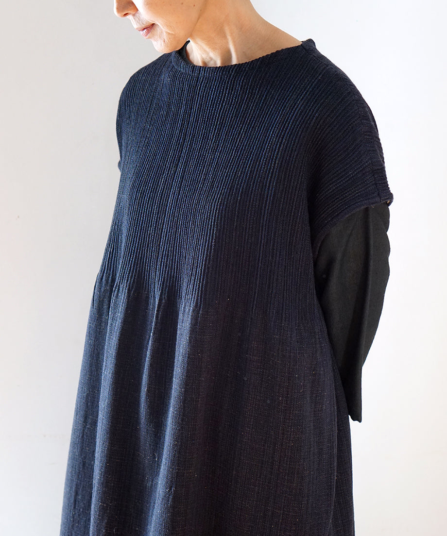 Koti series | One piece, Wool & silk, Navy blue, 6974wBl