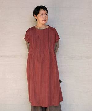 Koti series | One piece, Wool & silk, Red & Charcoal mix stripe, 6974wR