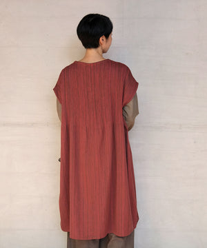 Koti series | One piece, Wool & silk, Red & Charcoal mix stripe, 6974wR