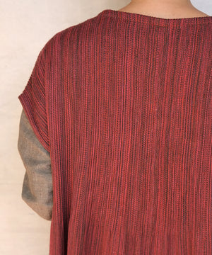 Koti series | One piece, Wool & silk, Red & Charcoal mix stripe, 6974wR