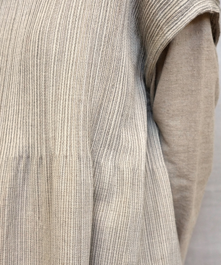 Koti series | One piece, Wool & silk, White & Grey mix stripe, 6974wLG