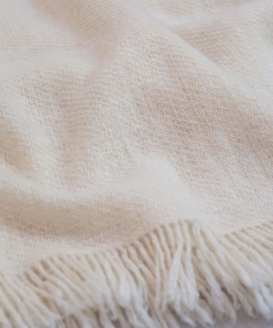 Stole | Pure Pashmina, twill weave, large size, natural, 4257N